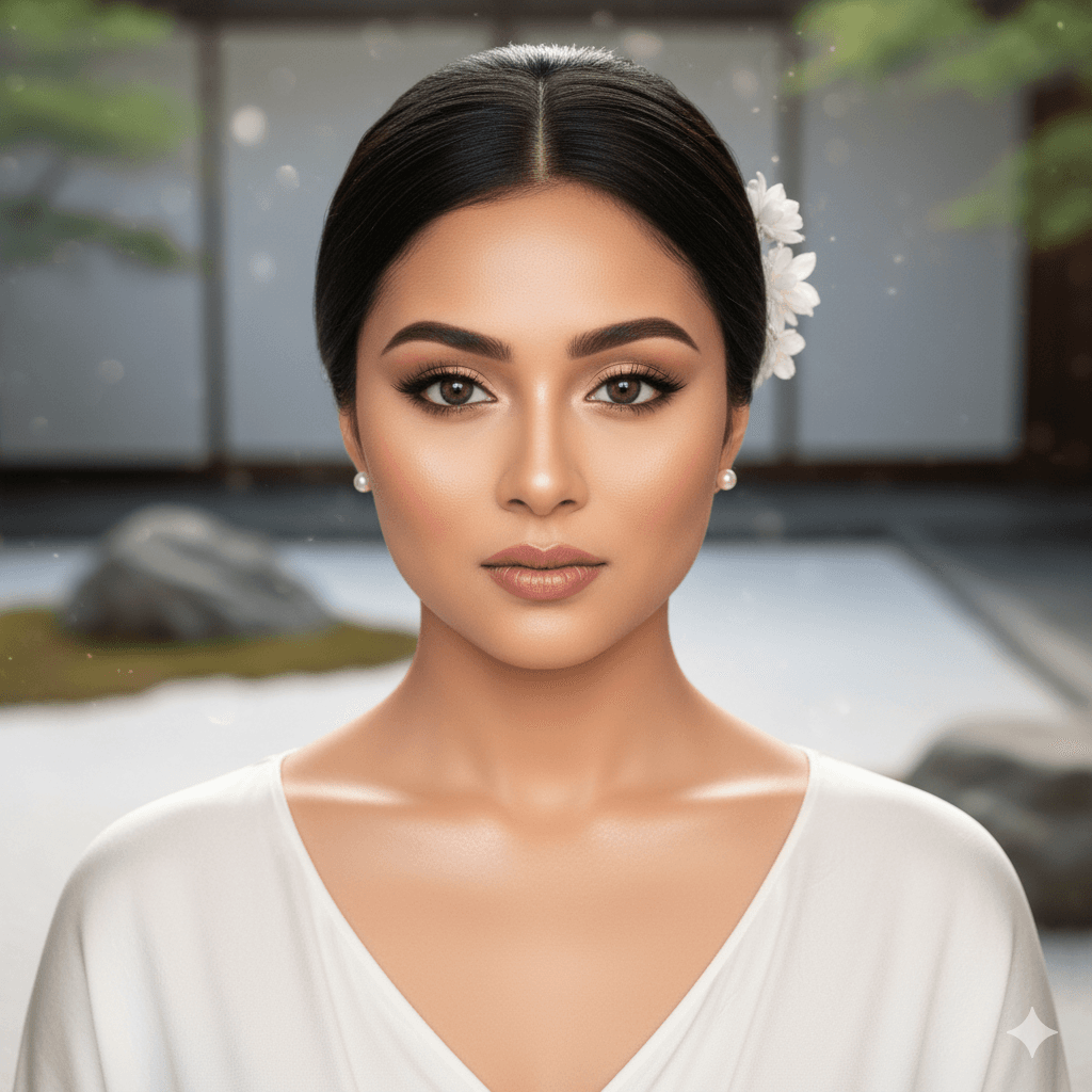 Japanese Minimalist Bridal Makeup - Elegant Natural Wedding Look Chennai Japanese minimalist bridal makeup Chennai - Elegant refined natural wedding beauty look